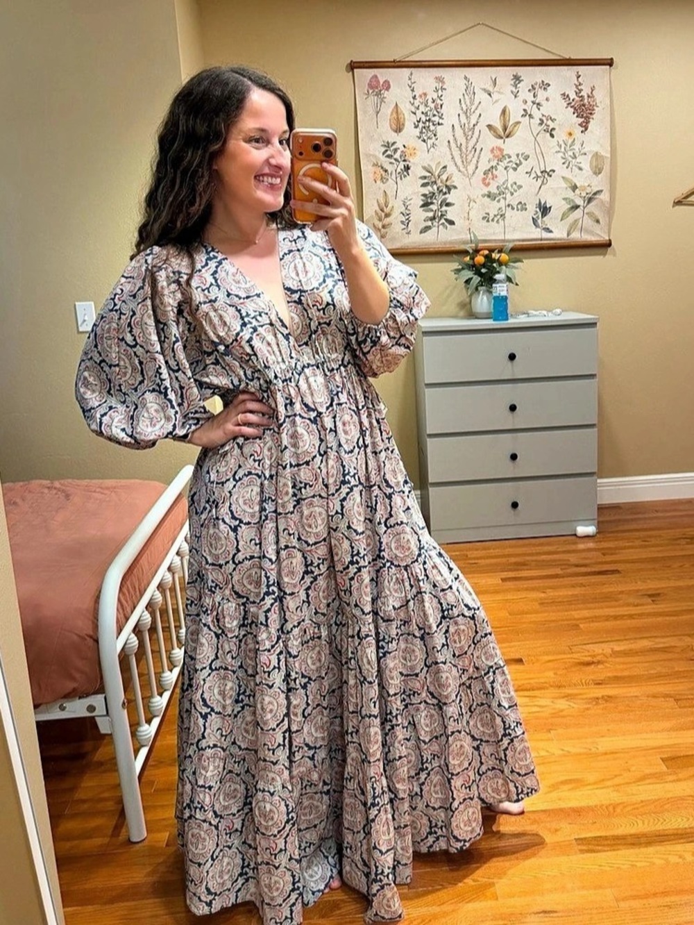 Chufy x Mango Boho dress Paisley Maxi Dress in Blue & Pink Size 8 NWT